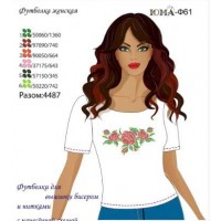 Жіноча футболка для вишивки бісером або нитками "Гілочка троянд"